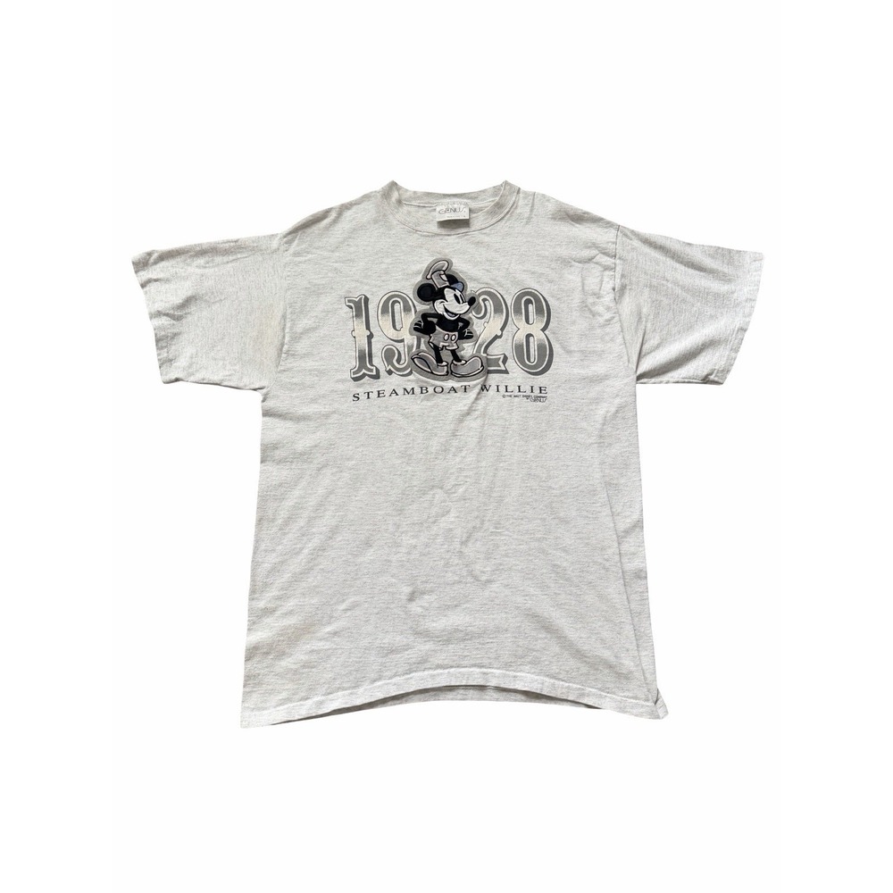 Vintage 1928 Steamboat Willie Mickey Mouse T Shirt Gray Large USA